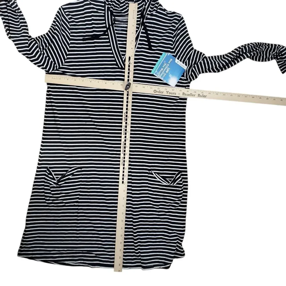 NEW Coolibar Catalina Beach Cover-Up Dress L Striped Pockets UPF 50+ Long Sleeve